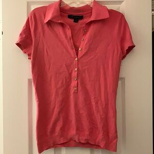 Hot Pink Polo with Gold Buttons